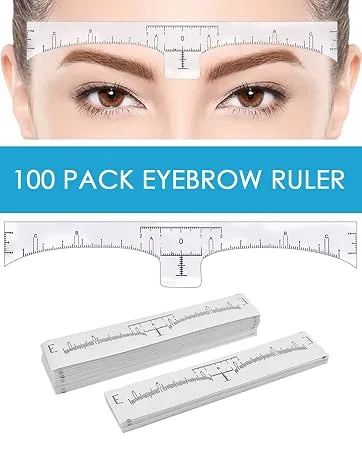 150 Pcs Nail Swatch Sticks with Ring, KINGMAS Clear Nail Art Color Display False Nail Tips Polish Practice Sticks (1150 Number Posted) - 100 Pack Eyebrow Ruler