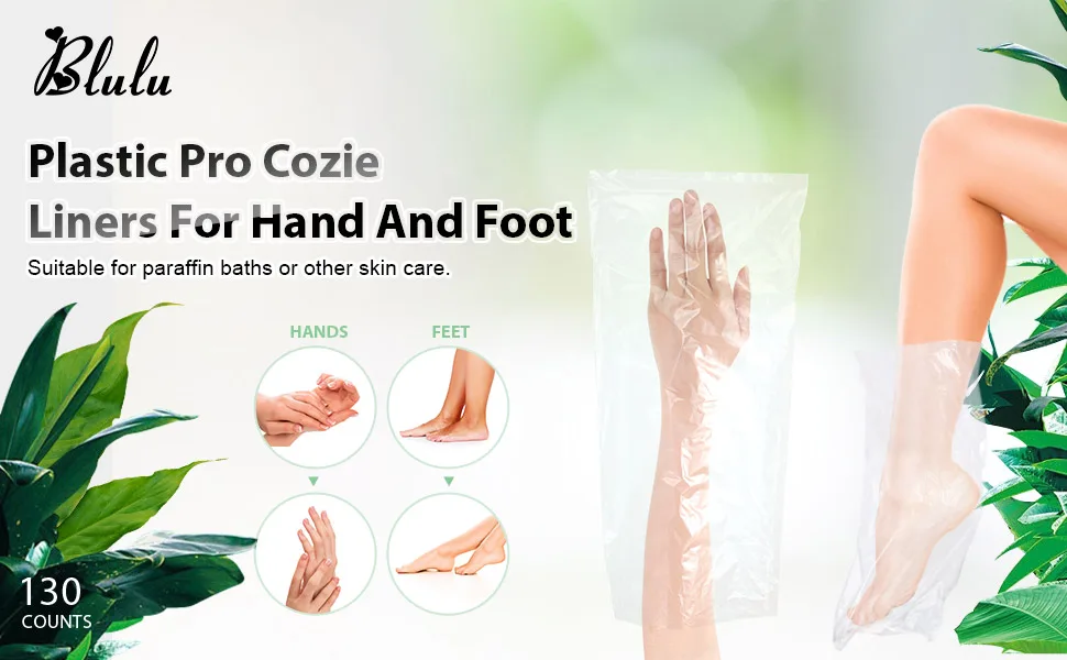 130 Counts Plastic Glove Liners for Hand and Foot, Liners Bath Wax Therapy Bags, Paraffin Bath Hand and Foot Liner - product information 2