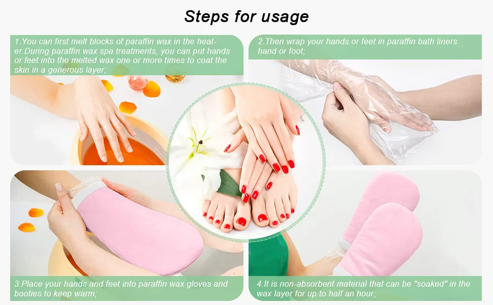 130 Counts Plastic Glove Liners for Hand and Foot, Liners Bath Wax Therapy Bags, Paraffin Bath Hand and Foot Liner - product information 4