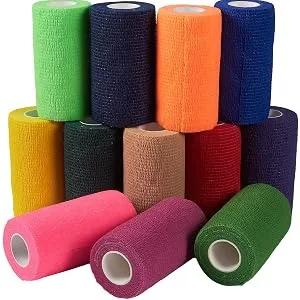 12 Rolls Colorful Adhesive Bandage Wraps, 4 Inch x 5 Yards Cohesive Vet Tape for First Aid (12 Colors) - bandage tape