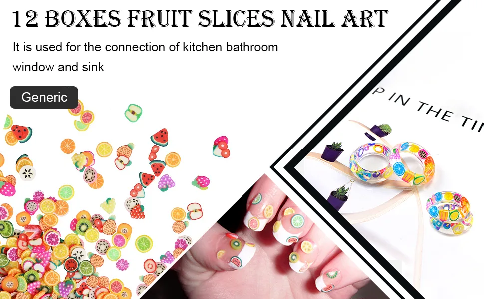 12 Box Fruit Nail Art Slices, Mini 3D Fruit Fimo Slices Charms for Nails Craft Lip Gloss Decorations - Fruit Nail Art Slices