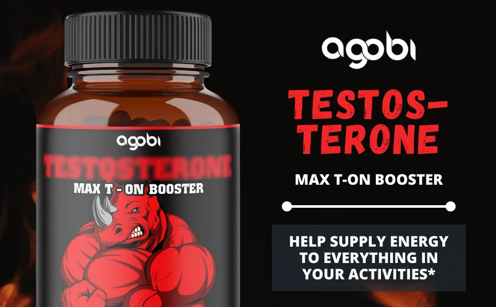 agobi 11in1 Testosterone Supplement for Men from Herbal Extract 14000mg Equivalent - Endurance, Drive, and Body Support 120 Vegan Capsules for 2 Months - MaxT-On Strength Booster for Men