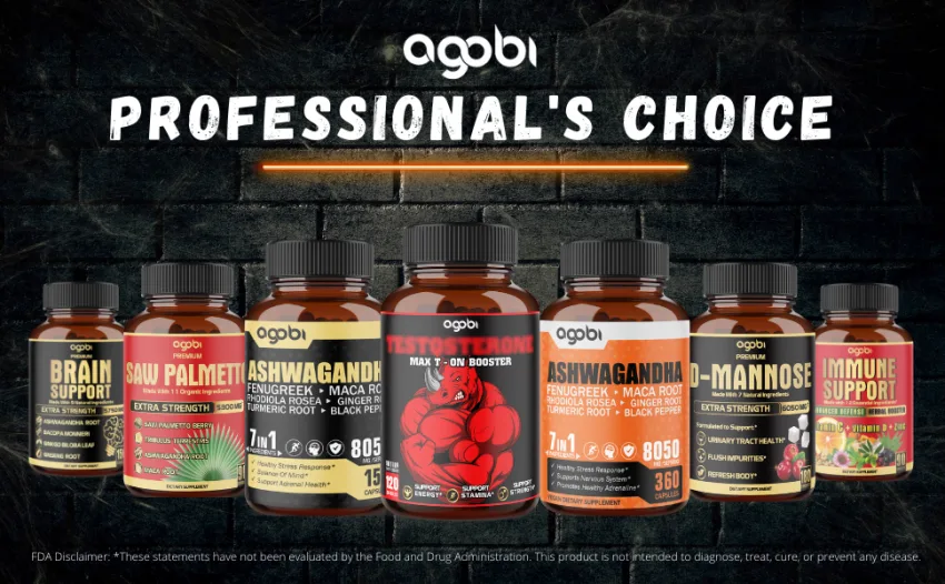 agobi 11in1 Testosterone Supplement for Men from Herbal Extract 14000mg Equivalent - Endurance, Drive, and Body Support 120 Vegan Capsules for 2 Months - MaxT-On Strength Booster for Men