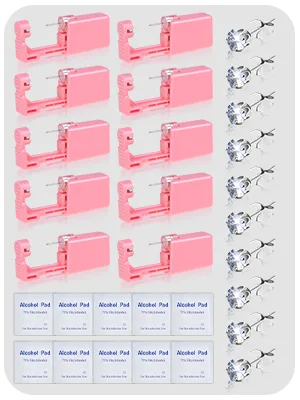 10Pcs Ear Piercing Kit, Evatage Disposable Self Ear Piercing Gun Kit, Nose Piercing Tools with Crystal Stud Earrings for Home Salon Piercing Pink - piercing kit