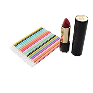 100 Pcs Disposable Makeup Lip Brushes Lipstick gloss brush Lip Gloss Applicators with Soft Brush Head Cosmetic Lip Brush Wands PYO Cookie Paint Brushes (Black) - Lip Brush Application