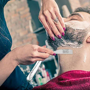 100 BLADES + Facn Professional Marble Straight Edge Barber Razor - Salon Quality Cut Throat Shavette - Straight razor, Barber razor
