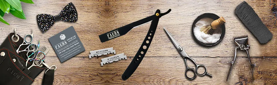 100 BLADES + Facn Professional Adjustable Straight Edge Barber Razor - Salon Quality Cut Throat Shavette - Straight razor, Barber razor