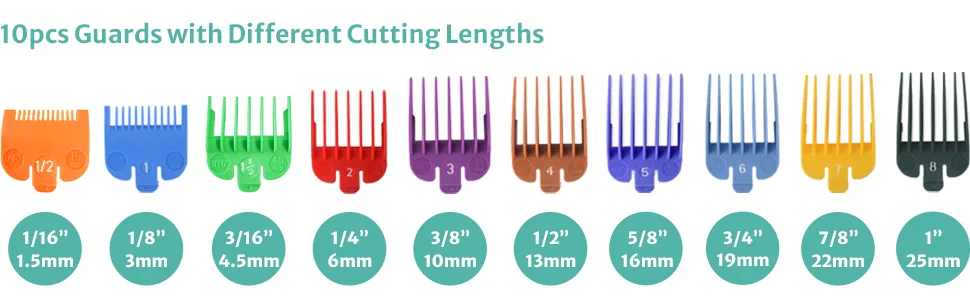10 Professional Hair Clipper Guards Cutting Guides Fits for Most Wahl Clippers with Organizer, Color Coded Clipper Combs Replacement - 1/16" to 1" - product information 8