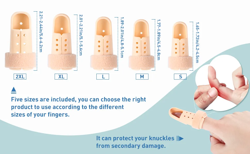 10 Pieces Finger Splint Mallet Finger Support Finger Splint Brace Plastic Finger Support Protector for Adjustable Finger Immobilizer for Basketball Finger Joint Protection, 5 Sizes - product information 2