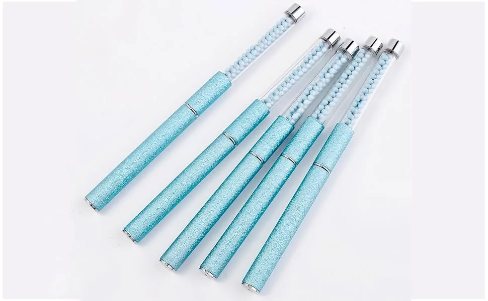 10 Pcs Kolinsky Sable Hair Acrylic Nail Art Application Brushes With Cap , Nail Art Tips Builder Brush, Nail Painting Brush set. Blue - quantu