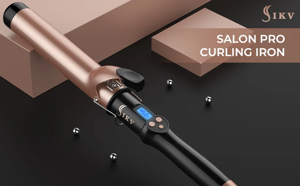 1 1/2 inch Extra Long Barrel Curling Iron, 1.5 Inch Large Barrel for Long Hair Ceramic Tourmaline - curling iron