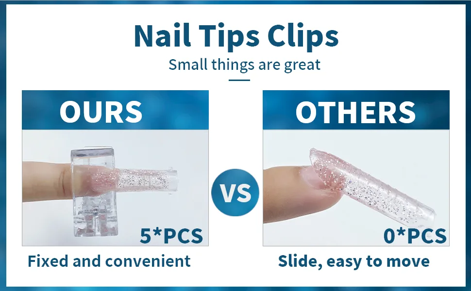 6 in 1 poly gel nail kit Slip Solution Poly Extension Gel Nails Liquid Slip Solution for Poly Gel, Contains Brush + 5pcs nail tips clip for Nail Builder Gel Nail DIY - product information 6