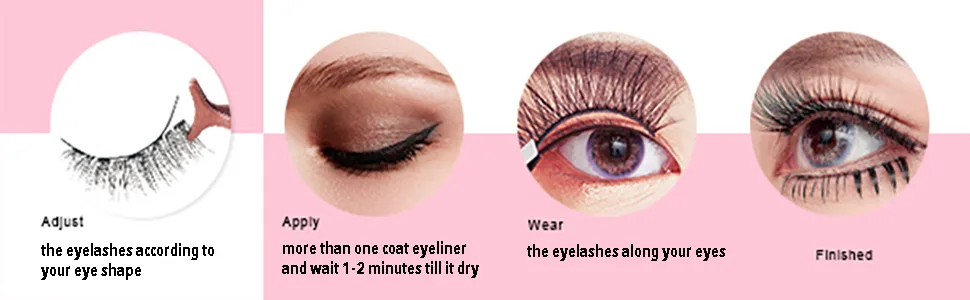 5 Pairs Magnetic Eyelashes and Eyeliner Kit, Lanvier Reusable 3D Magnetic False Lashes Extension No Glue Needed - Black - how to use