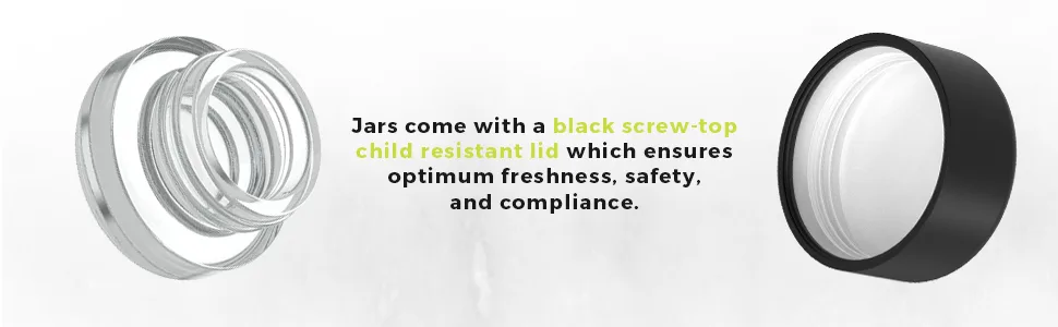 (200 Pack) 5ml Thick Clear Glass Containers with Black Child Resistant Lids - Jars for Oil, Lip Balm, Wax, Cosmetics - 5ml Clear Glass Jars with Black Child Resistant Lids 4