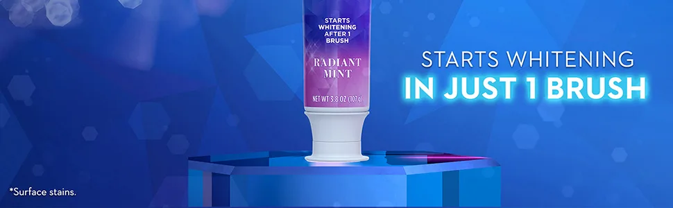 Crest 3D White Toothpaste Radiant Mint, 3.8 Ounce (Pack of 3) - Starts Whitening in Just 1 Brush