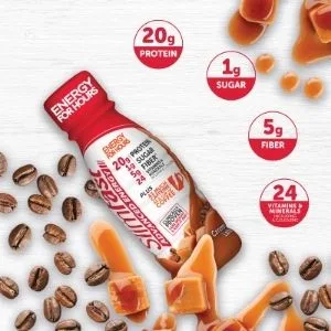 SlimFast Advanced Energy Caf, Mocha Cappuccino  Meal Replacement Shake  High Protein, 11oz Bottle  (Pack of 15) - energy caramel latte