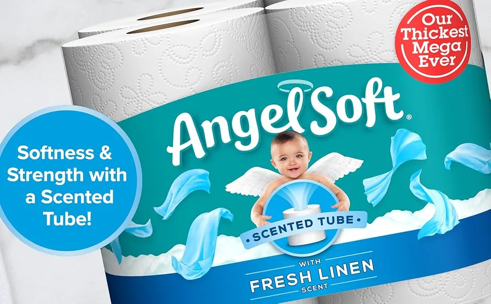 Angel Soft Toilet Paper with Fresh Linen Scent, 8 Mega Rolls  32 Regular Rolls, 320 Sheets each, 2-Ply Bath Tissue, 320 Count (Pack of 8) - poster 2