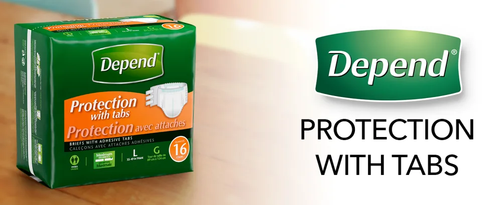 Depend Incontinence Protection with Tabs, Maximum Absorbency, L, 48 Count (3 Packs of 16 Count) (Packaging May Vary) - depend protection with tabs