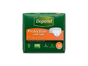 Depend Incontinence Protection with Tabs, Maximum Absorbency, L, 48 Count (3 Packs of 16 Count) (Packaging May Vary) - depend protection with tabs size large