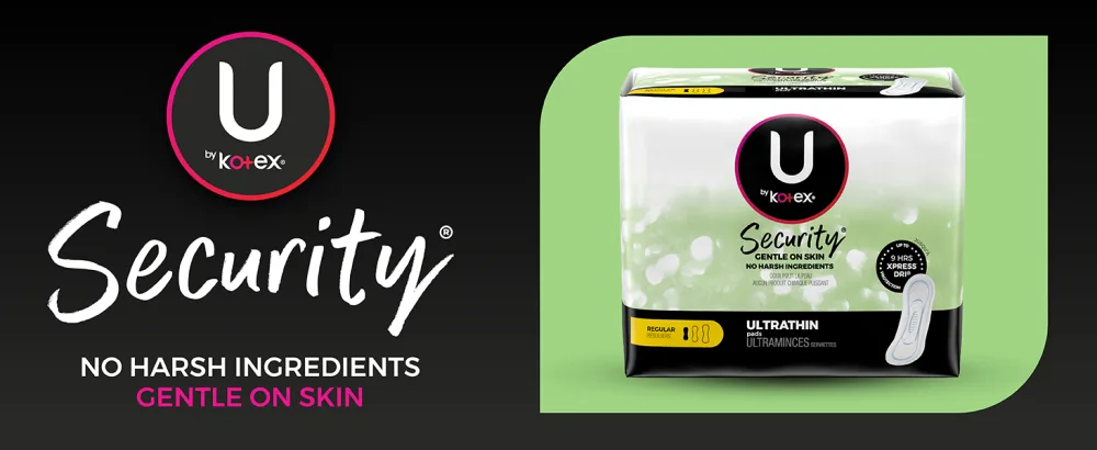 U by Kotex Security Ultra Thin Feminine Pads, Regular Absorbency, Unscented, 176 Count (4 Packs of 44) (Packaging May Vary) Regular Absorbency (176 Count) - UbK Security Ultra Thin Regular