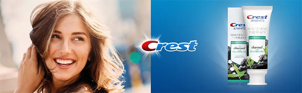 Crest Charcoal 3D White Toothpaste, Whitening Therapy, with Tea Tree Oil, Refreshing Mint Flavor, 4.1 oz, Pack of 3 Charcoal with Tea Tree Paste 3pk - Crest 3DW Whitening Therapy, Charcoal Tea Tree, Refreshing Mint Toothpaste