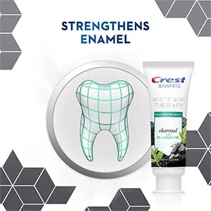 Crest Charcoal 3D White Toothpaste, Whitening Therapy, with Tea Tree Oil, Refreshing Mint Flavor, 4.1 oz, Pack of 3 Charcoal with Tea Tree Paste 3pk - rest 3DW Whitening Therapy with Tea Tree Oil strengthens teeth and protects enamel