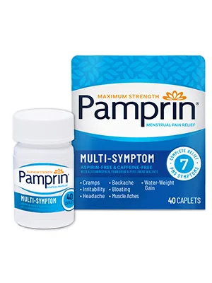 Pamprin Maximum Strength Multi-Symptom Menstrual Relief Tablets, 40-Count Boxes (Pack of 3) - Pamprin multi-symptom period relief bloating headache irritability cramps