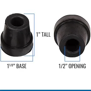 DMI Durable Replacement Quad Cane Tips, Extra Stability, No-Slip Grip, 1/2 Inch, (Pack of 4) - product information 7