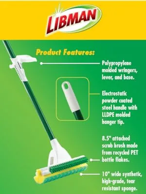 Libman Nitty Gritty Roller Mop Refills, Green, Yellow, 3 Pack Polyurethane Foam - Libman 2010