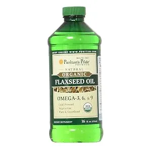 Puritan's Pride Organic Flaxseed Oil, Cold-Pressed, Source of Vegetarian Omega 3-6-9, 16 Fluid Ounce, Pack of 1 (Packaging may vary) - product information 1