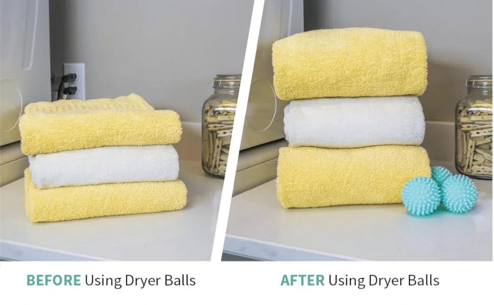 S&T INC. Reusable Laundry Dryer Balls, Soften and Fluff Laundry, Blue, 2.5 in, 6 Pack - before