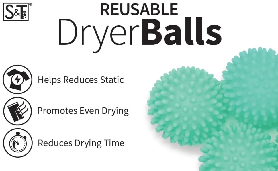 S&T INC. Reusable Laundry Dryer Balls, Soften and Fluff Laundry, Blue, 2.5 in, 6 Pack - main