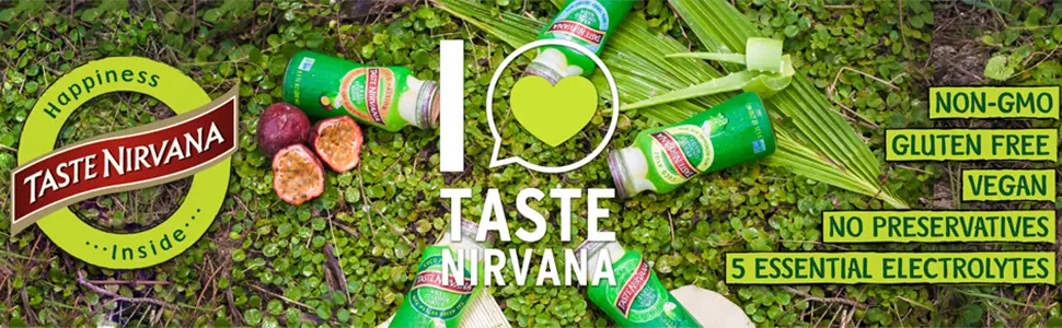 Taste Nirvana Real Coconut Water, Premium Coconut Water, 9.5 Ounce Glass Bottles (Pack of 12) - taste nirvana