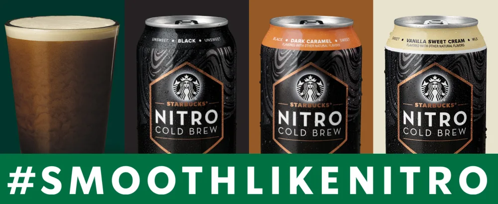 Starbucks Nitro Cold Brew, Black Unsweetened, 9.6 fl oz Can (8 Pack) (Packaging May Vary) - starbucks coffee nitro cold brew iced coffee vanilla caramel black unsweetened bottled breakfast
