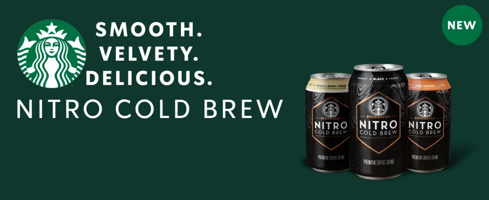 Starbucks Nitro Cold Brew, Dark Caramel, 9.6 Fl oz Can (8 Pack) - starbucks coffee nitro cold brew iced coffee vanilla caramel black unsweetened bottled breakfast