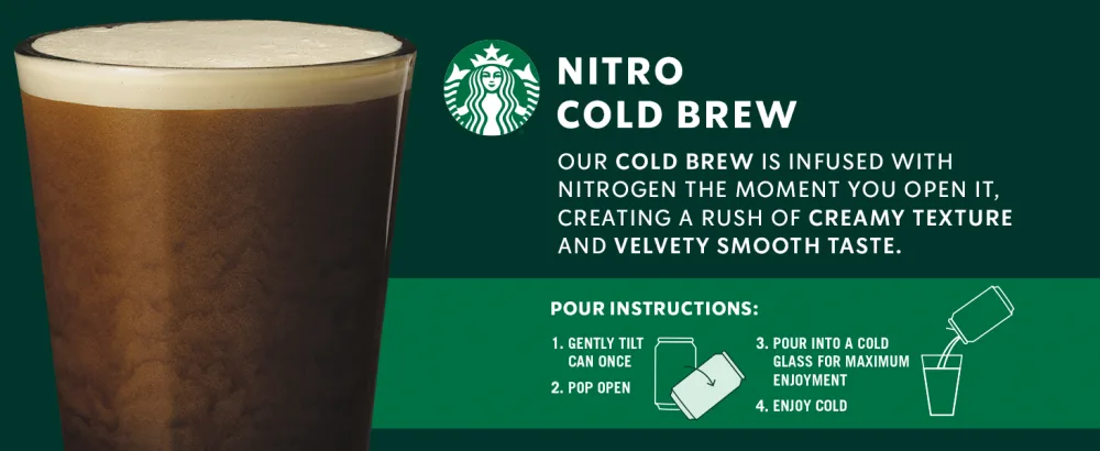 Starbucks Nitro Cold Brew, Dark Caramel, 9.6 Fl oz Can (8 Pack) - starbucks coffee nitro cold brew iced coffee vanilla caramel black unsweetened bottled breakfast