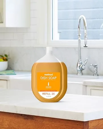 Method Gel Dish Soap Refill, Clementine, 36 Ounces, 6 pack, Packaging May Vary 36 Ounce (Pack of 6) - dish soap refill