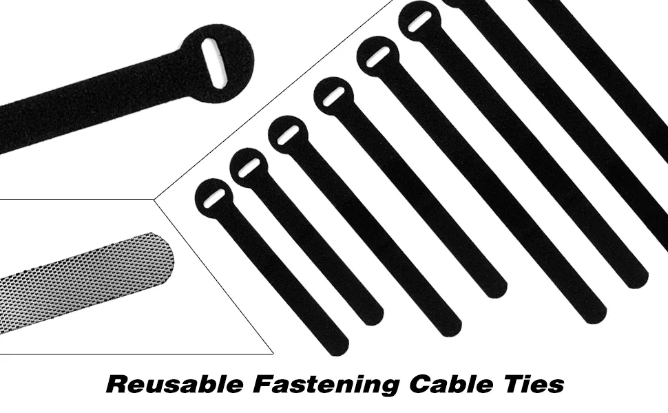 HAVE ME TD Reusable Cable Ties - 4+6+8+10inch - Black - 150PCS - cable management Cable ties Cable Organizer