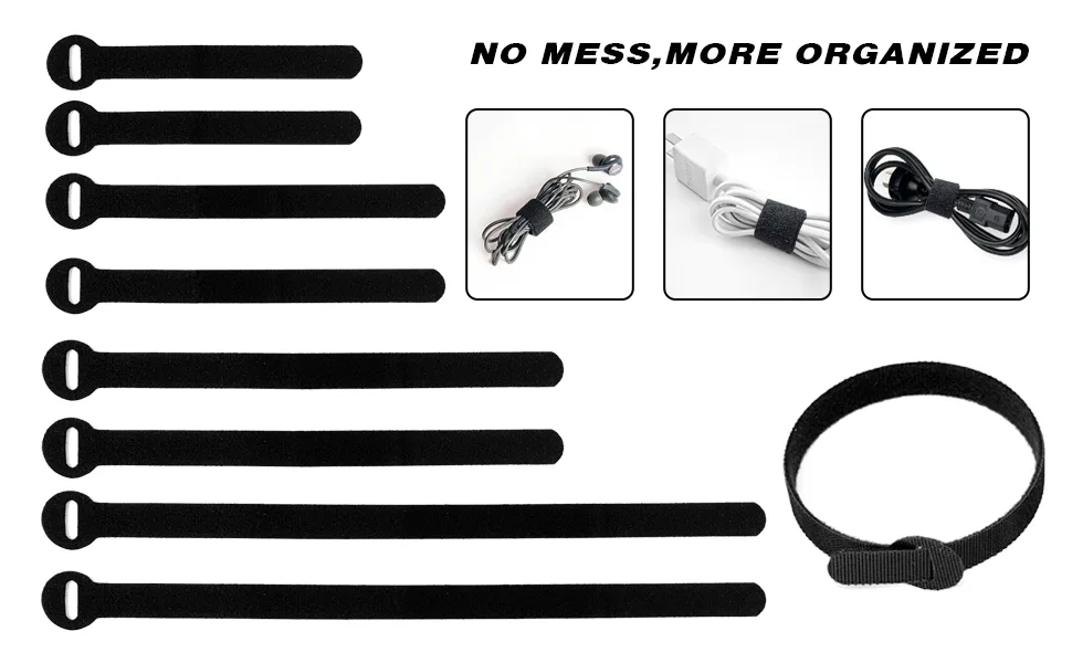 HAVE ME TD Reusable Cable Ties - 4+6+8+10inch - Black - 150PCS - Cable Organizer Cords Management Adjustable Cord Straps