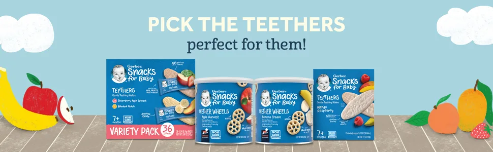 Gerber Snacks for Baby Teether Wheels, Apple Harvest, 1.48 Ounce (Pack of 6) - Pick the Teethers perfect for them!