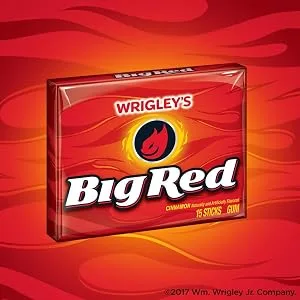 Wrigley's Big Red, Pack of 10 - Package of Cinnamon flavored Big Red Gum