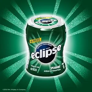 ECLIPSE Spearmint Sugar Free Gum, 18 Pieces (8 Pack) - Car cup bottle of Eclipse sugarfree chewing gum