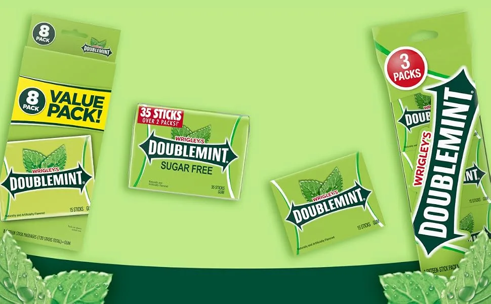 DOUBLEMINT Gum 35 stick SugarFree MegaPack 4.7 oz -Pack of 6 - gum, mint gum