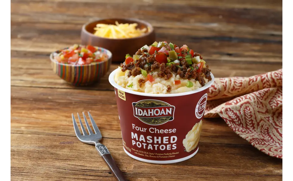 Idahoan Four Cheese Mashed Potatoes, Made with Gluten-Free 100-Percent Real Idaho Potatoes, 1.5 oz Cup (Pack of 10) - image