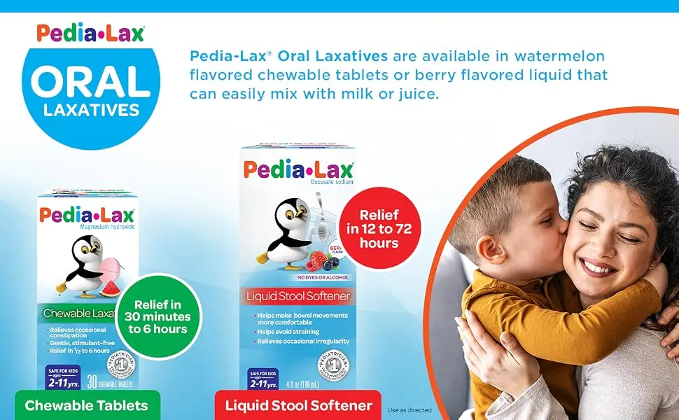 Pedia-Lax Laxative Liquid Glycerin Suppositories for Kids, Ages 2-5, 6 CT, 3 Pack 6 Count (Pack of 3) - Pedia-Lax Kids Laxatives