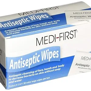 Medique Medi-First Antiseptic Wipes, Benzalkonium Chloride Cleansing Towelettes, 20 Pack - 21471 20 Wipes Wipes - product information 1