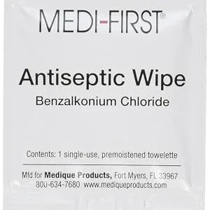 Medique Medi-First Antiseptic Wipes, Benzalkonium Chloride Cleansing Towelettes, 20 Pack - 21471 20 Wipes Wipes - product information 2