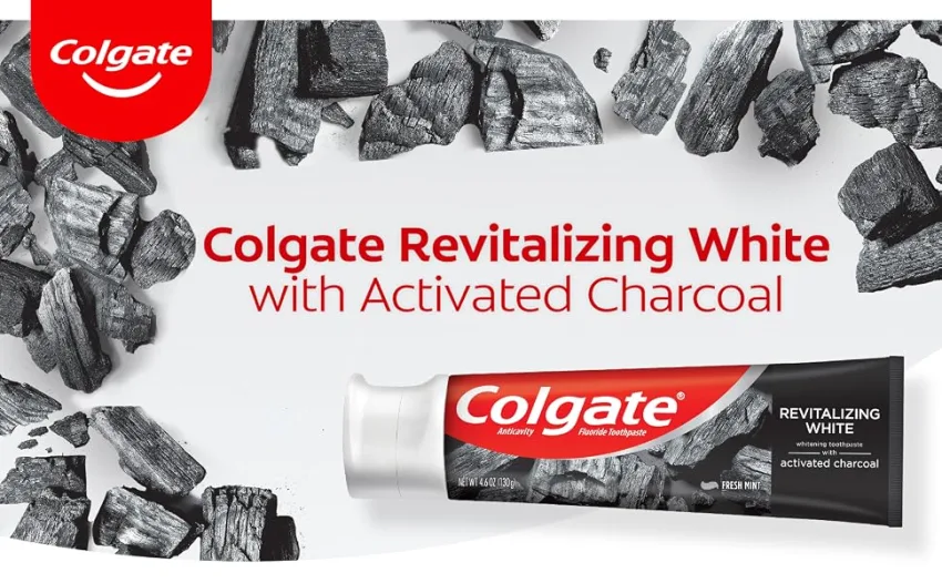 Colgate Activated Charcoal Toothpaste for Whitening Teeth with Fluoride, Natural Mint Flavor, Vegan - 4.6 Ounce (Pack of 3) - Charcoal toothpaste