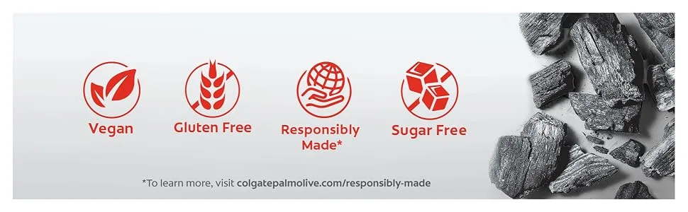 Colgate Activated Charcoal Toothpaste for Whitening Teeth with Fluoride, Natural Mint Flavor, Vegan - 4.6 Ounce (Pack of 3) - charcoal toothpaste