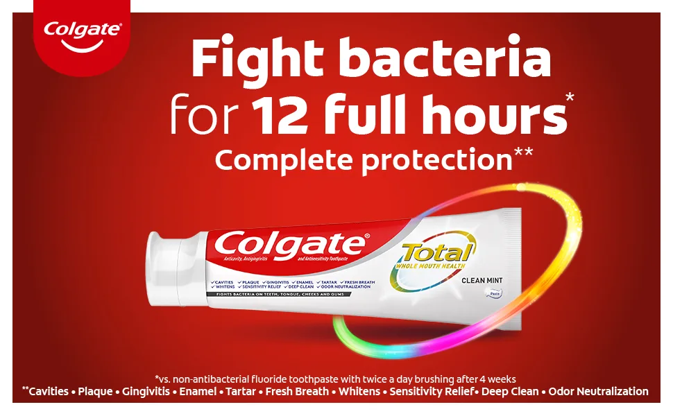 Colgate Total Toothpaste with Whitening, Clean Mint, 4.8 Ounce (Pack of 4) 4 Pack Clean Mint - Colgate Total